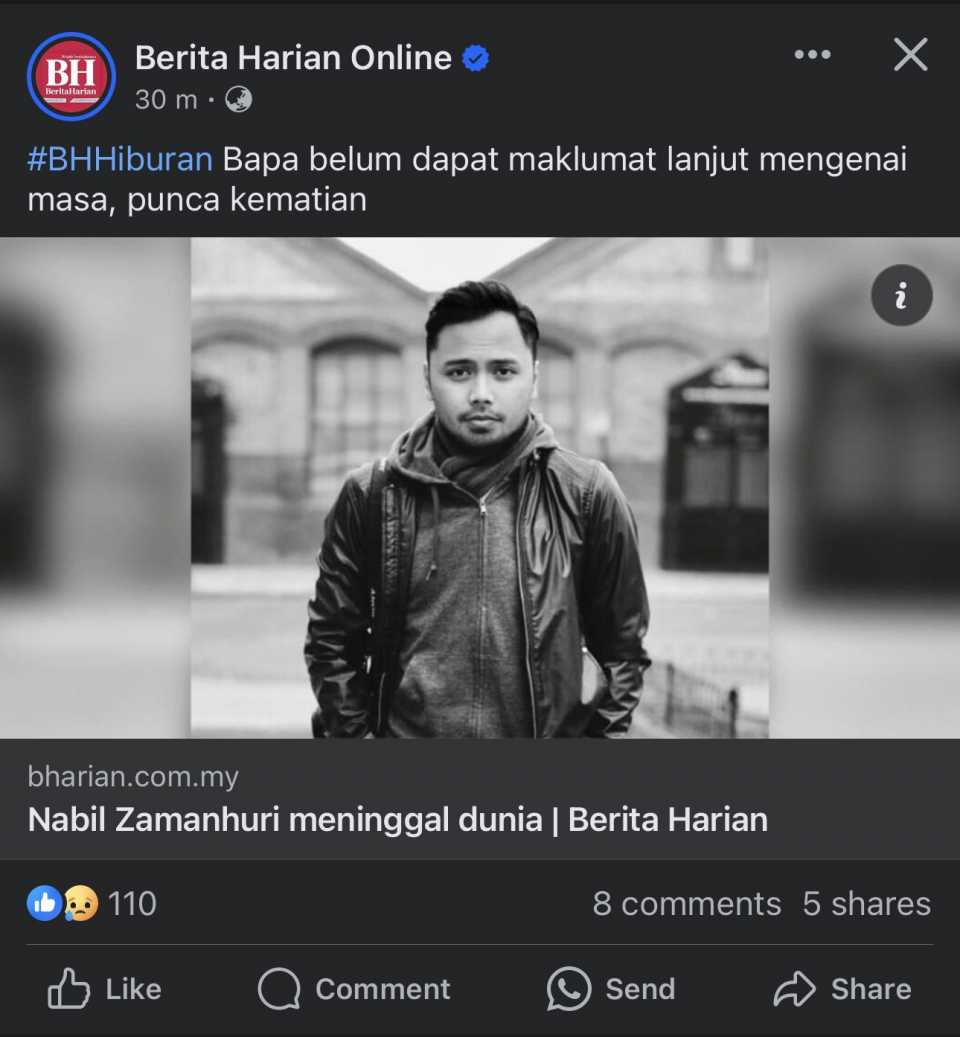 Edisi Salam Takziah Bekas Penyanyi Nabil Zamanhuri Meninggal Dunia