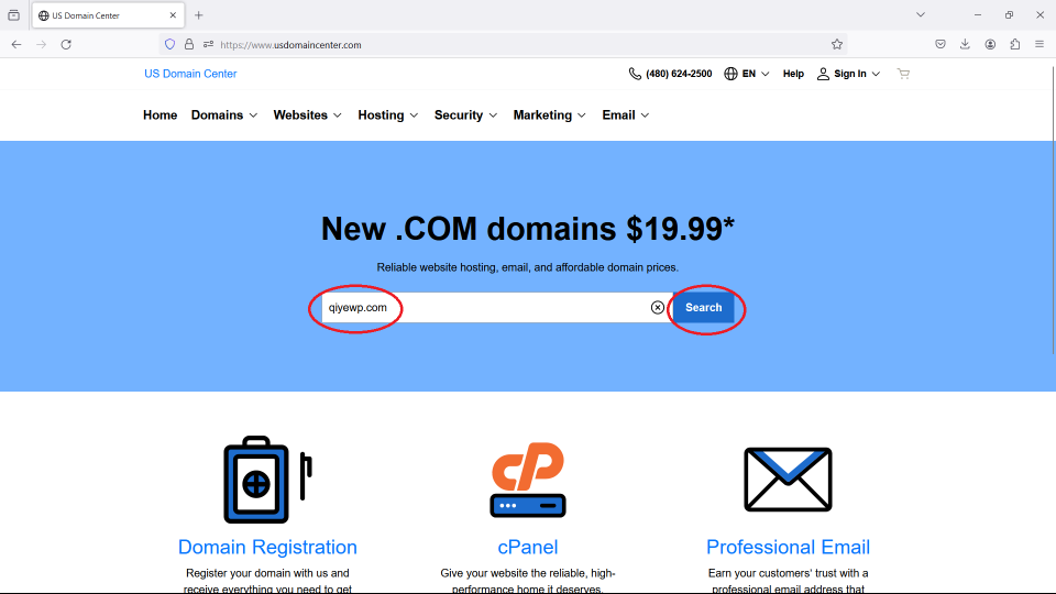 1. 自己建网站的步骤 - 如何在US Domain Center注册域名和购买WordPress托管服务, 并.png