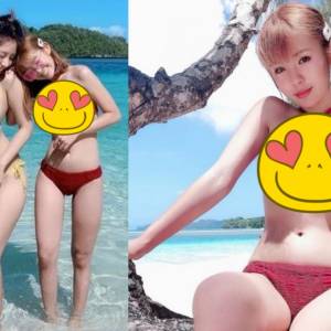 比基尼挖水滴型巨洞　女星晒32C傲人双乳