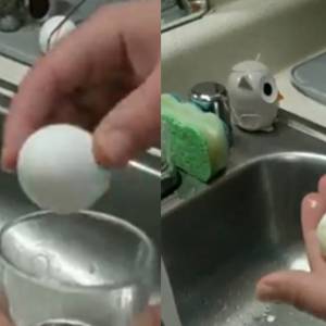 推特用户教导10秒内轻易去掉蛋壳，结果被挨轰浪费水！