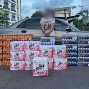 大马青年走私64箱啤酒遭警方逮捕！Proton Waja可塞64箱啤酒成亮点！