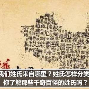 我们姓氏来自哪里？姓氏怎样分类？你了解那些千奇百怪的姓氏吗？