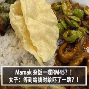 Mamak 杂饭一碟RM45？！女子：等到给钱时给吓了一跳？！