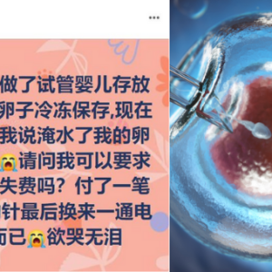 大水灾来袭，网民配对好的卵子也没有了！医院表示 “因为水灾所以不见了！”