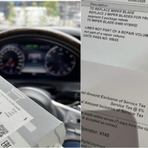 大马网民在社交媒体上控诉“更换德国豪华汽车的雨刷需要RM922.50 ”