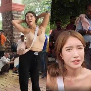 2女主播穿性感小背心...在印度街头热舞！　一群陌生男包围看到眼定定！