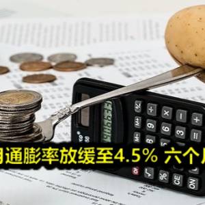 我国九月通膨率放缓至4.5% 六个月来首次