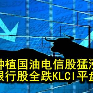 种植国油电信股猛涨 银行股全跌KLCI平盘