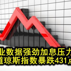 就业数据强劲加息压力大 道琼斯指数暴跌431点