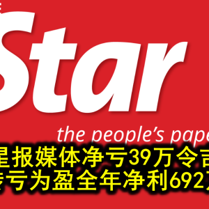 星报媒体净亏39万令吉 末季转亏为盈全年净利692万令吉