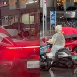 台湾超跑车主竟然撑伞开车，网民“还不如我的普通车！”