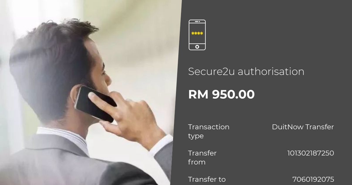 男子接起一通WhatsApp“中奖电话！”　银行APP随即通知将转账RM950！