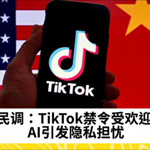 民调：TikTok禁令受欢迎 AI引发隐私担忧