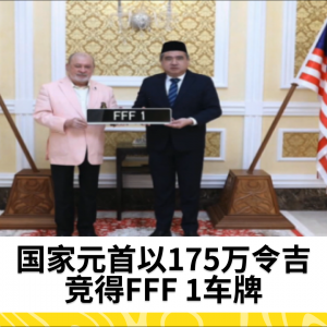 国家元首以175万令吉竞得FFF 1车牌