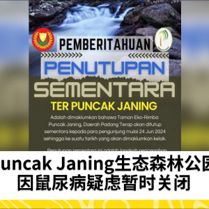 Puncak Janing生态森林公园暂时关闭