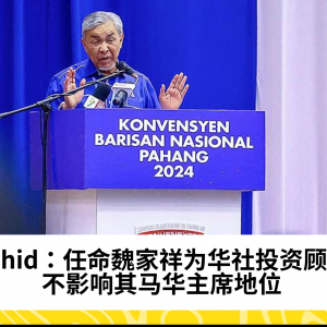 Zahid：任命魏家祥为华社投资顾问不影响其马华主席地位