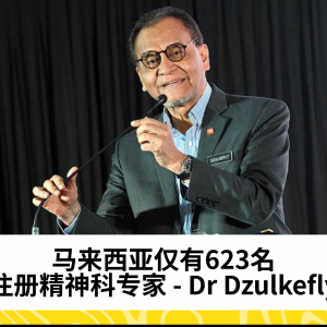 马来西亚仅有623名精神科专家，远低于需求，Dr Dzulkefly敦促FMS参与心理健康服务