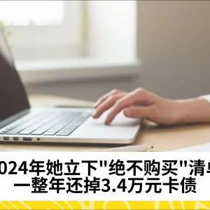 2024年她立下“绝不购买”清单，一整年还掉3.4万元卡债