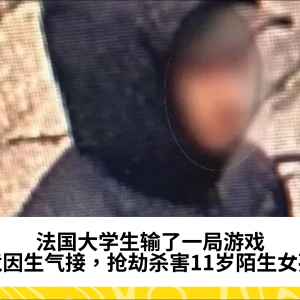 法国大学生输了一局游戏，竟因生气接，抢劫杀害11岁陌生女孩