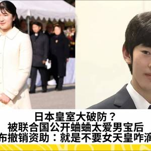 日本皇室大破防？被联合国公开蛐蛐太爱男宝后宣布撤销资助：就是不要女天皇咋滴！