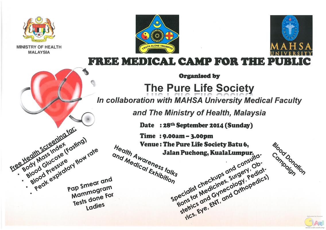 PURE LIFE SOCIETY HOSTS FREE MEDICAL CAMP IN PUCHONG