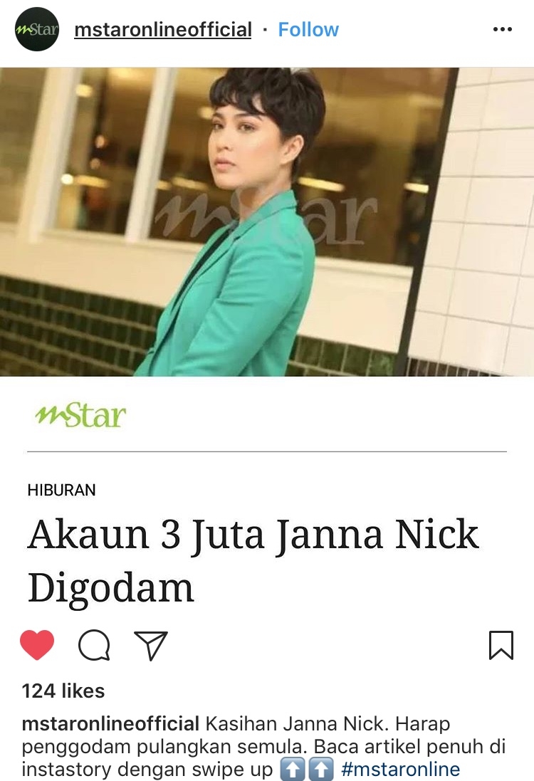 Akaun Instagram 31 M Janna Nick Digodam Gosip Tempatan Gosip