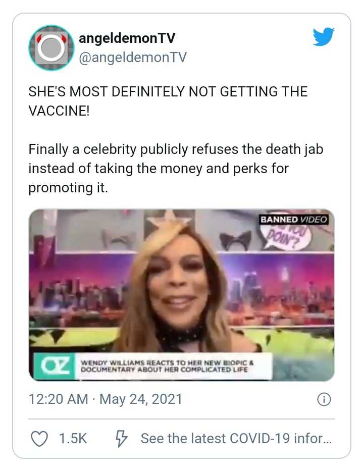 USA: GEMPAR!  Wendy Williams Dengan Degil Berulangkali Cakap Tidak Mahu Vaksin