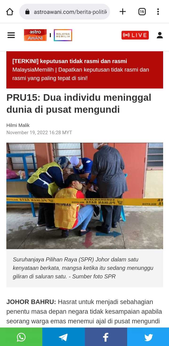 2 Pengundi Wanita Temui Ajal Di Pusat Mengundi #bangsaJohor