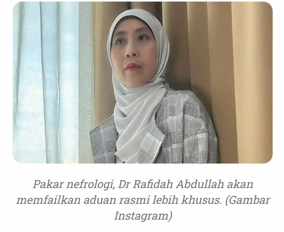 Pakar nefrologi, Dr Rafidah Abdullah musykil  kenapa individu bankrap ketuai jabatan perubatan di universiti XX