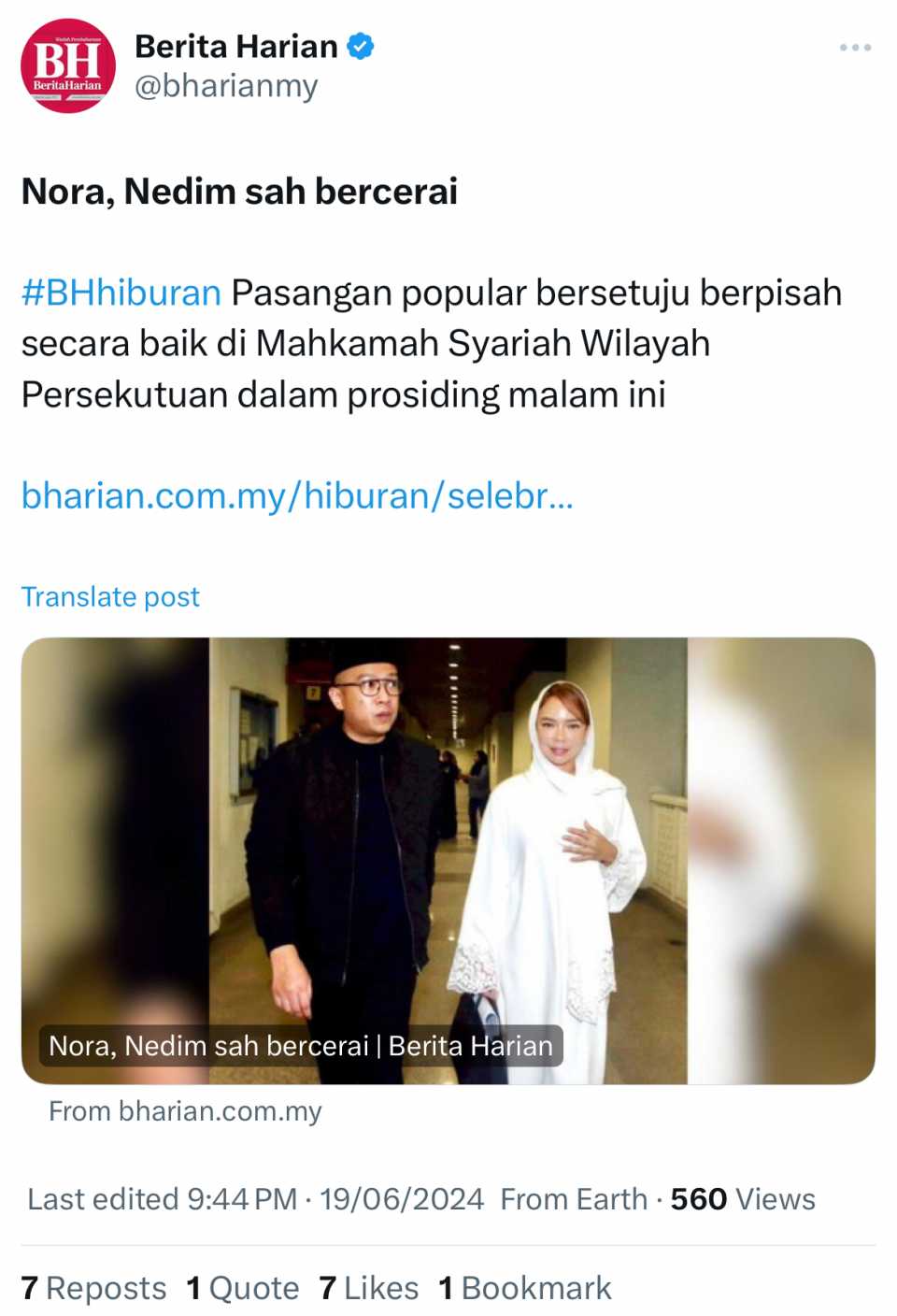 Nora Danish - Nedim Nazri Aziz Sah Bercerai | Lagi Update Berita - post #133