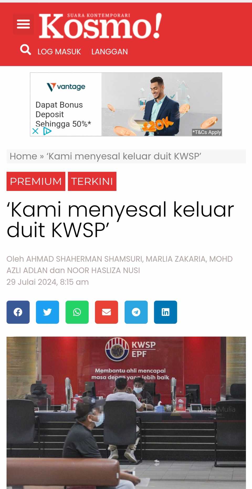 Belum tua lagi sudah menyesal keluar KWSP