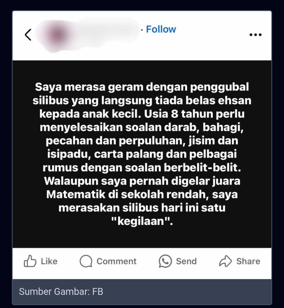 This is madness:Ibu Bengang Penggubal Buat Silibus Matematik Terlalu Susah, Gelar Sebagai Satu ‘Kegilaan’.Netizen berbelah bagi