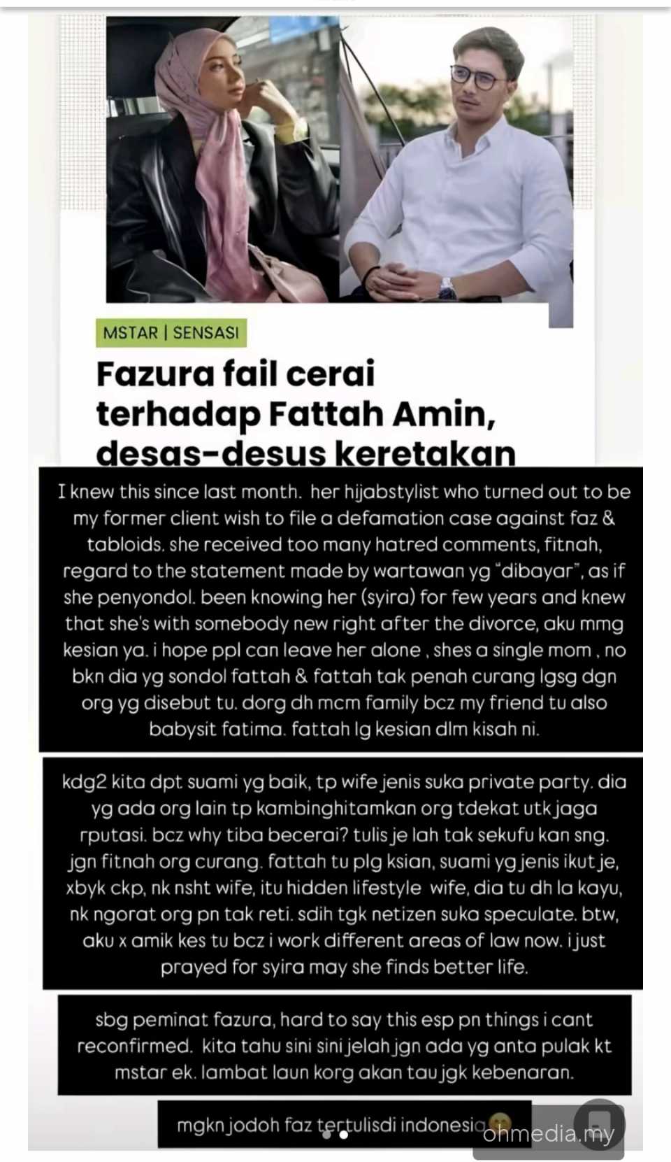 Ada ‘Plot Twist’? Individu Dedah Fattah Amin Tak Salah Dan Fazura Yang Didakwa Ada Orang Lain