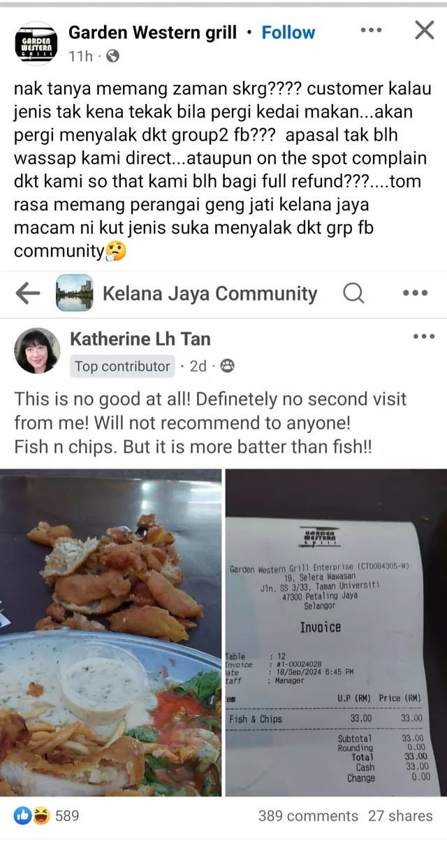 Pengusaha gerai makan kesal pelanggan ‘menyalak’ di media sosial