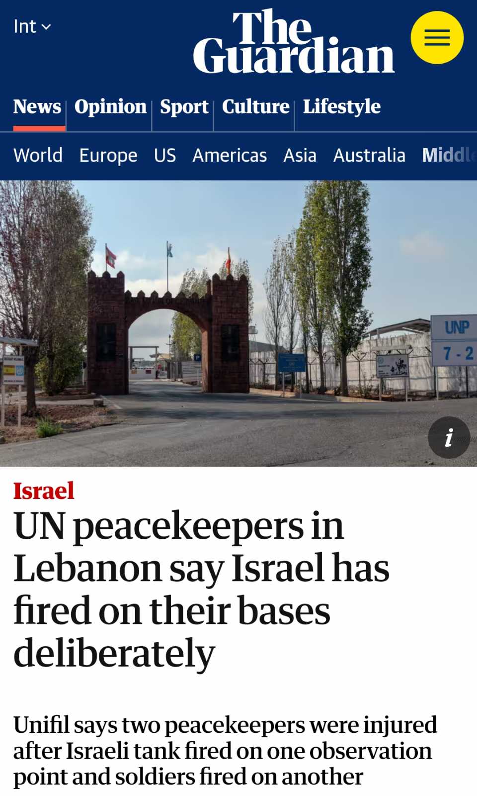 Israel sengaja serang UN peacekeepers di Lebanon.2 cedera