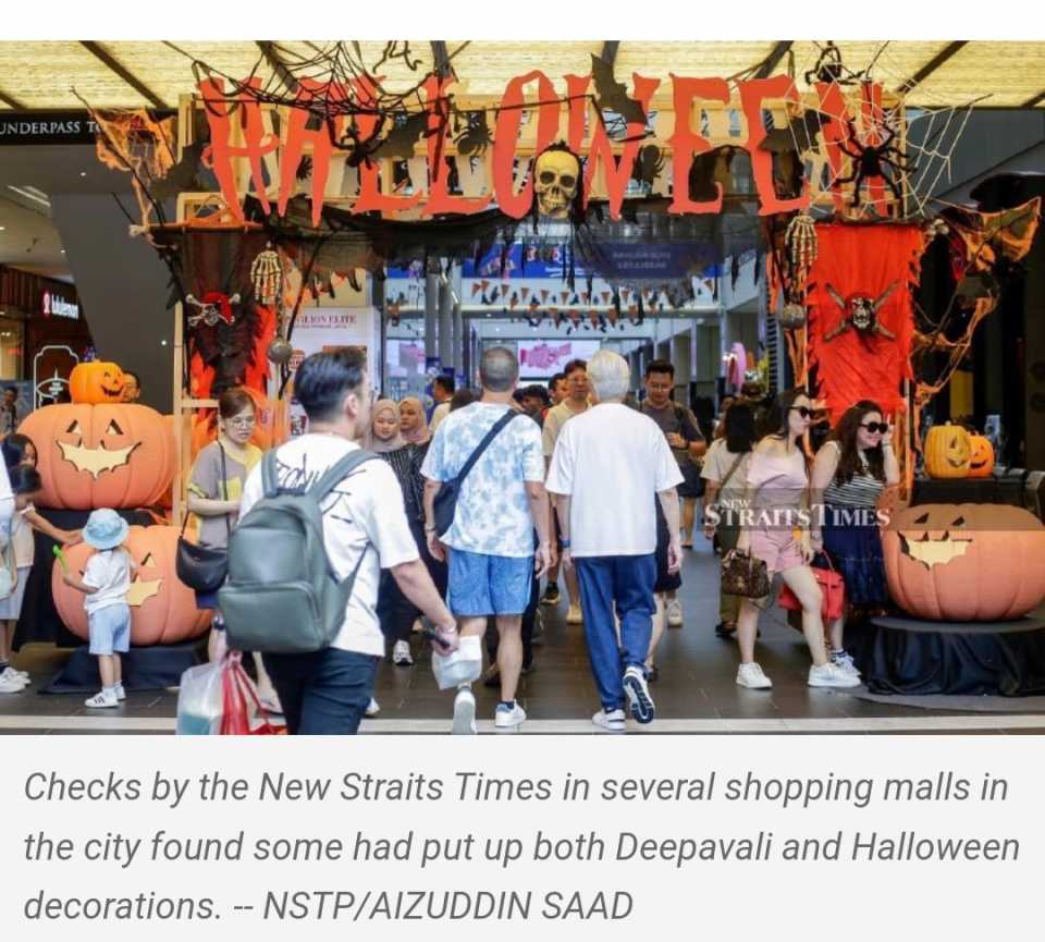 Deepavali vs Halloween di pusat beli belah.Netizen terbelah dua