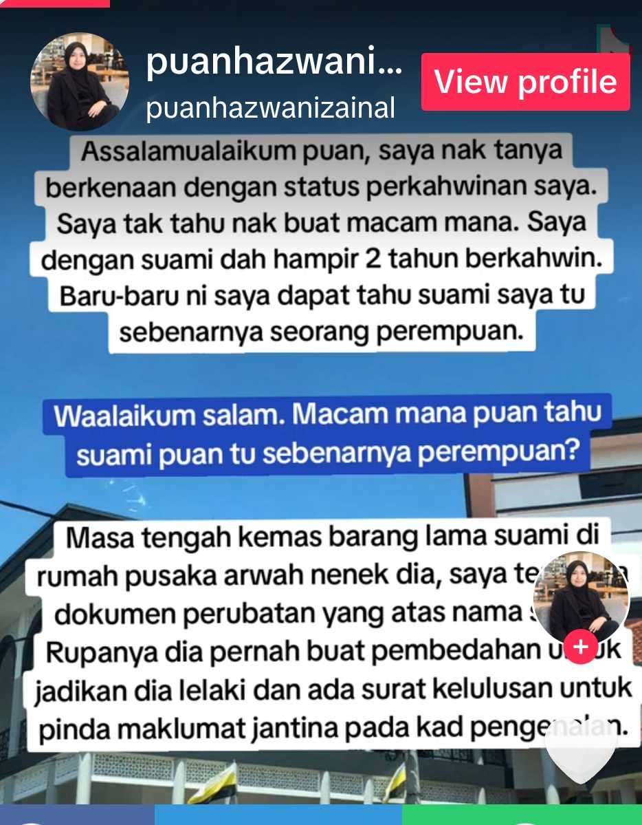 Dah Kahwin Dua Tahun, Wanita Baru Tahu Suami Rupanya Wanita – ‘Dia Pernah Buat Pembedahan Tukar Jantina’.Apa yang telah berlakku?