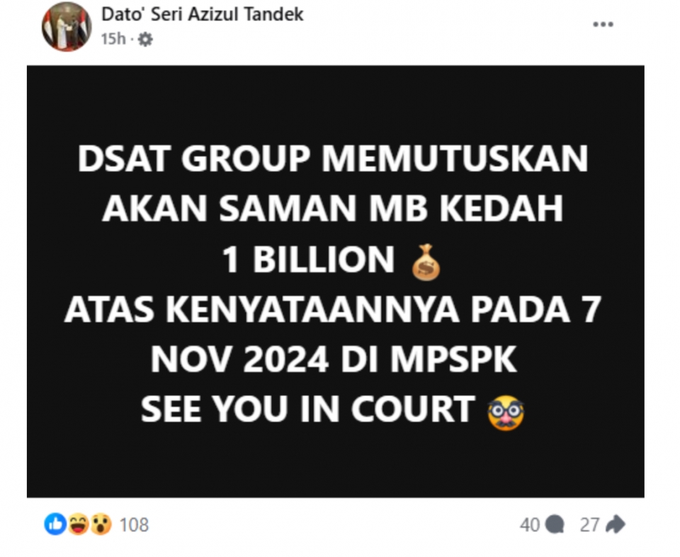 Sanusi disaman lagi....