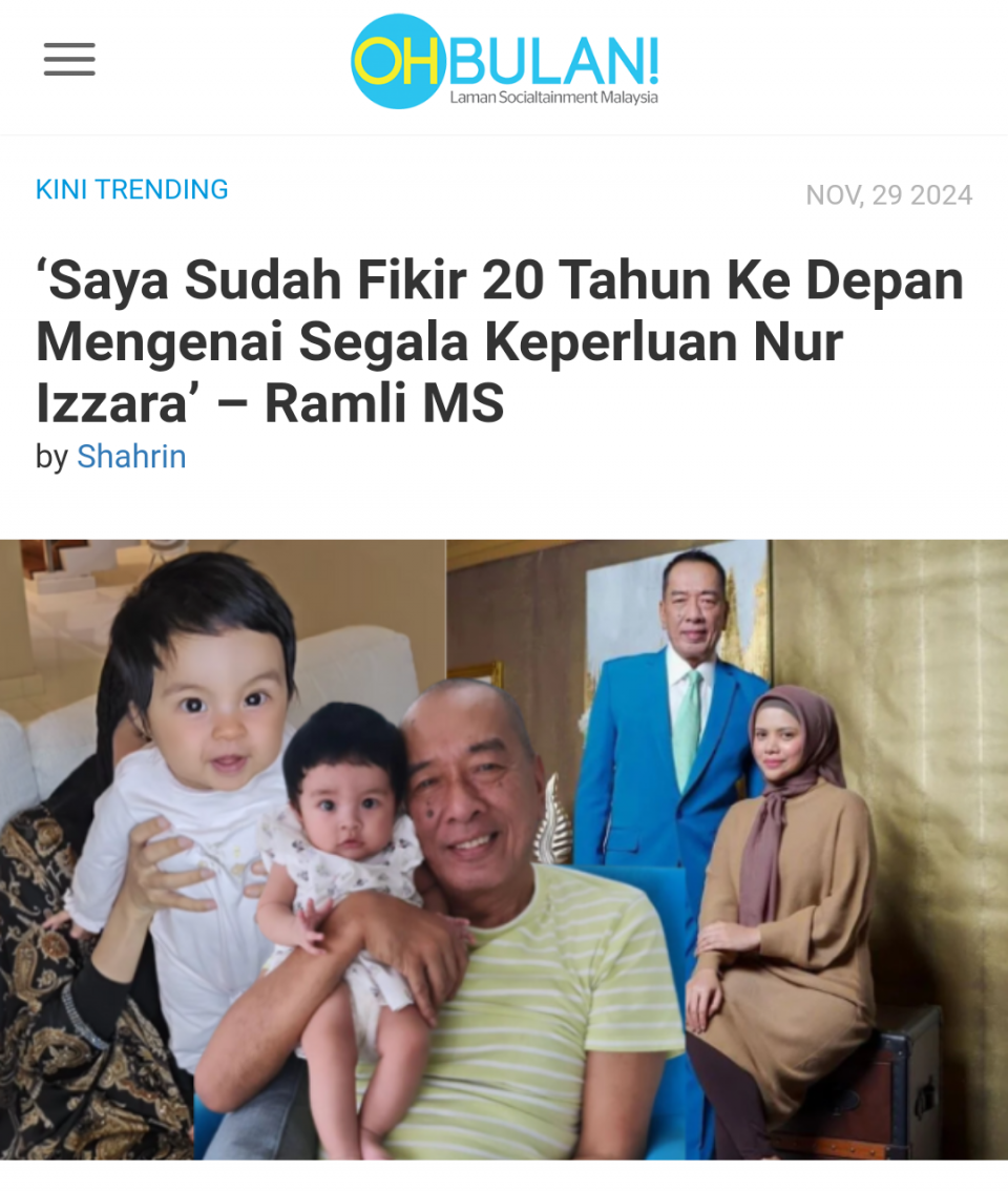 Saya Sudah Fikir 20 Tahun Ke Depan Mengenai Segala Keperluan Nur Izzara - Ramli MS