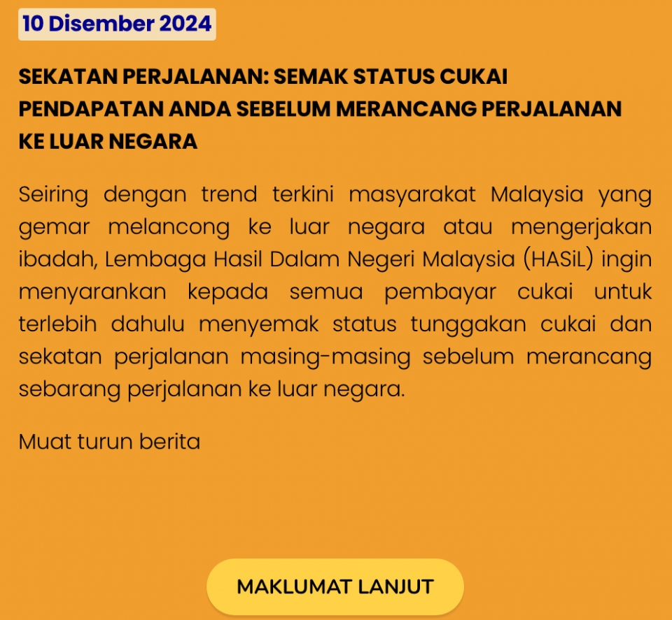 Tak bayar cukai budaya kito, lebih 200 ribu orang disekat ke luar negara