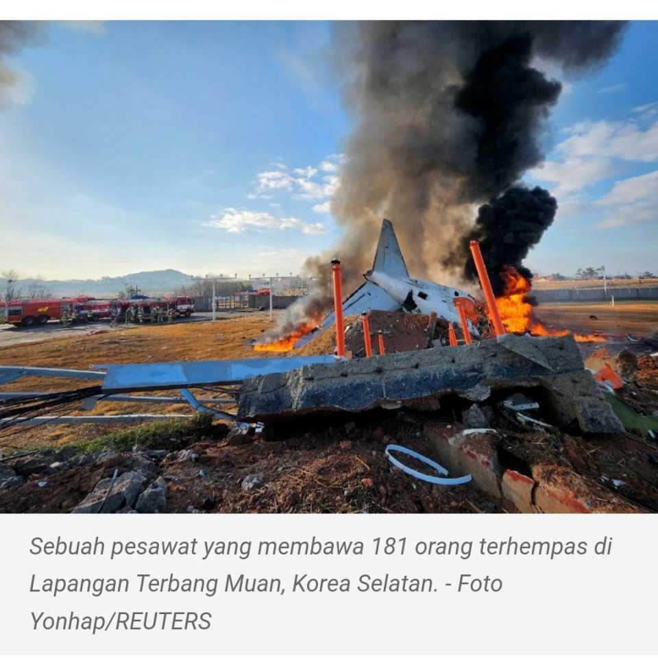 Pesawat bawa 181 penumpang terhempas di Korea Selatan.28 terkorban