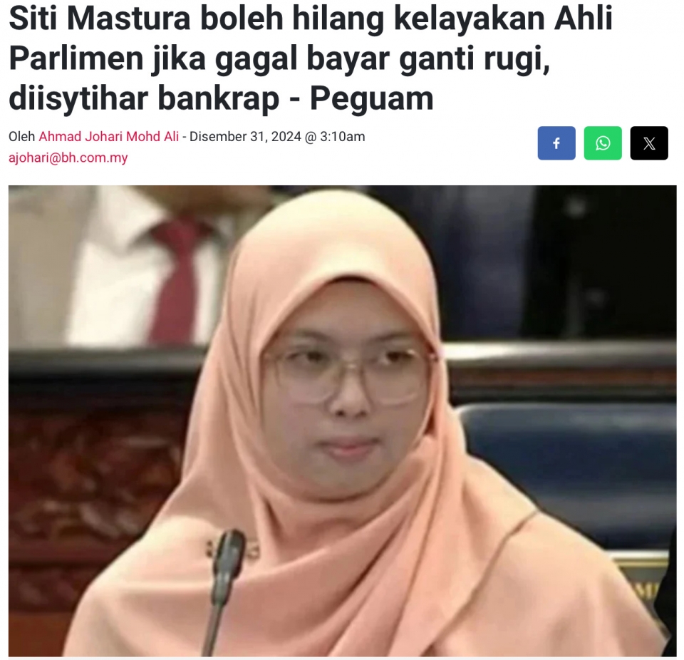 EDISI TINGGAL SPENDER: Mastura minta tangguh bayar ganti rugi