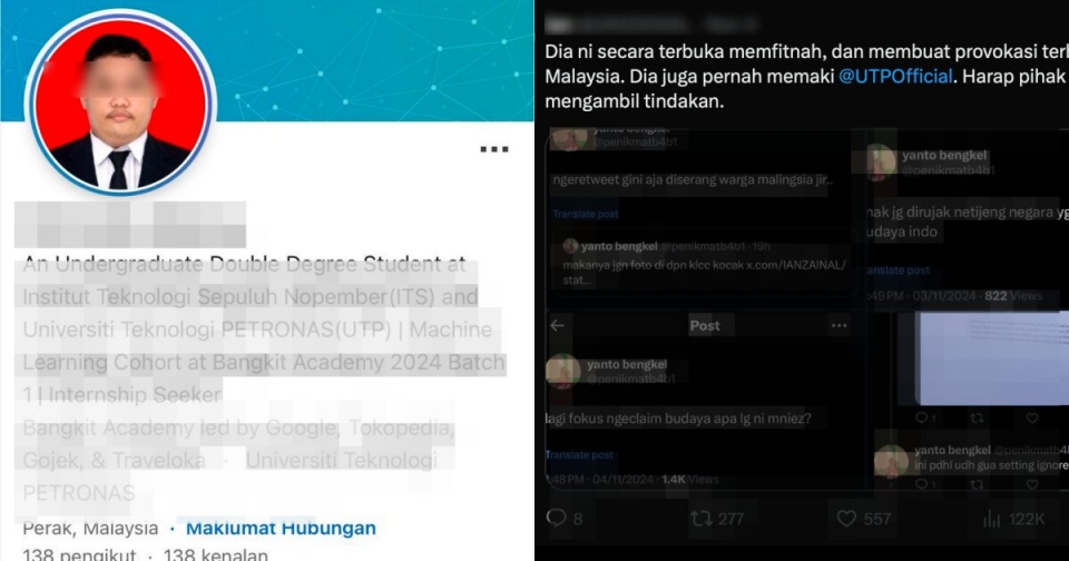 Mahasiswa Indonesia Merayu Mohon Maaf Hina Malaysia Selepas Netizen Bongkar Dia Belajar Di Universiti Teknologi PETRONAS (UTP)