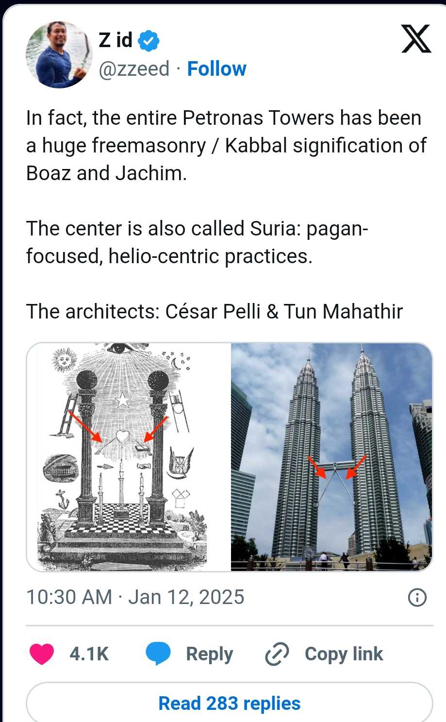 Mengapa lelaki ini dakwa seni bina Menara Berkembar Petronas (KLCC) ada kena-mengena dengan ajaran Freemason?