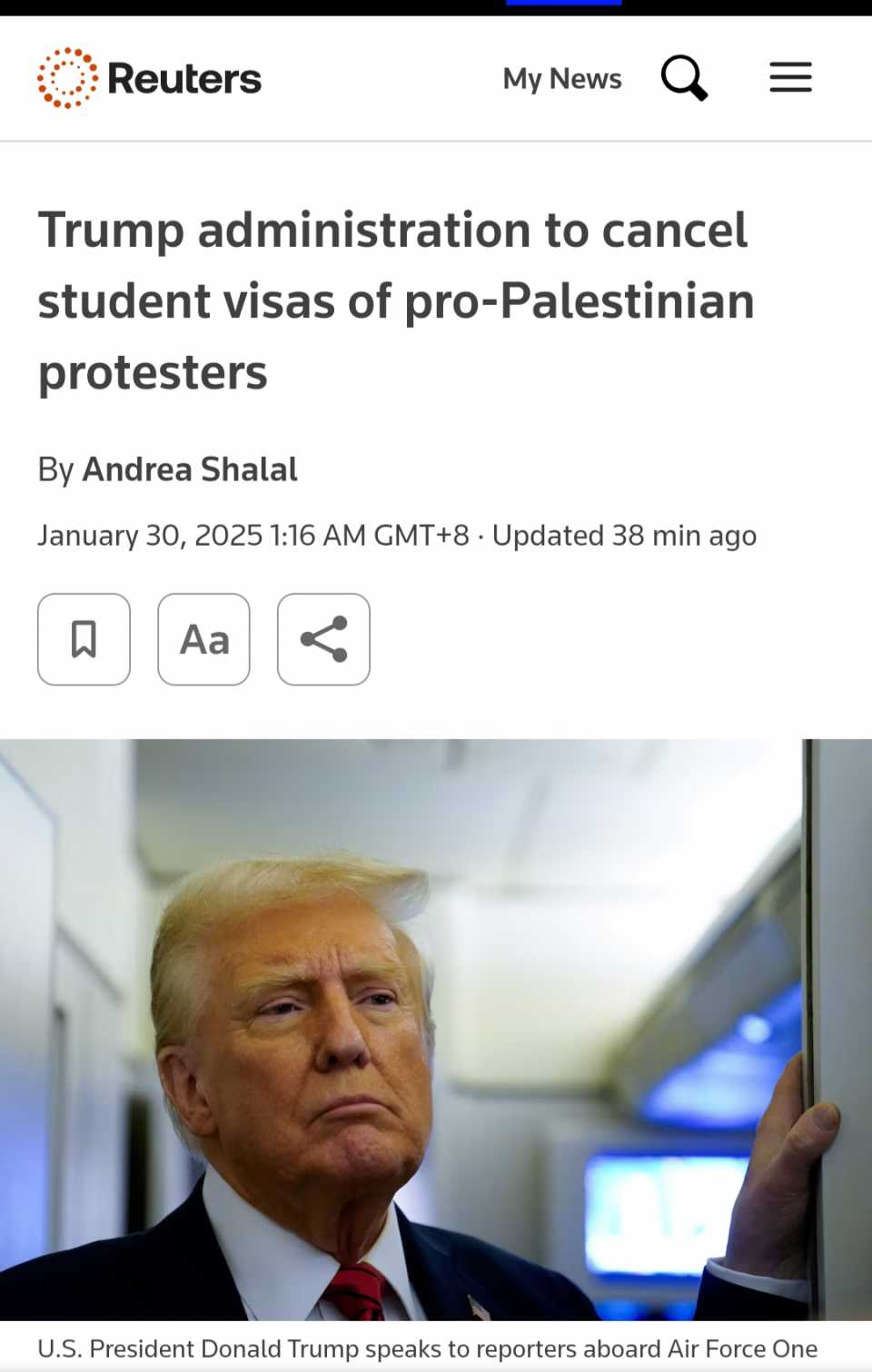 Trump Akan Batalkan Visa Pelajar Asing Yang Sokong Palestin