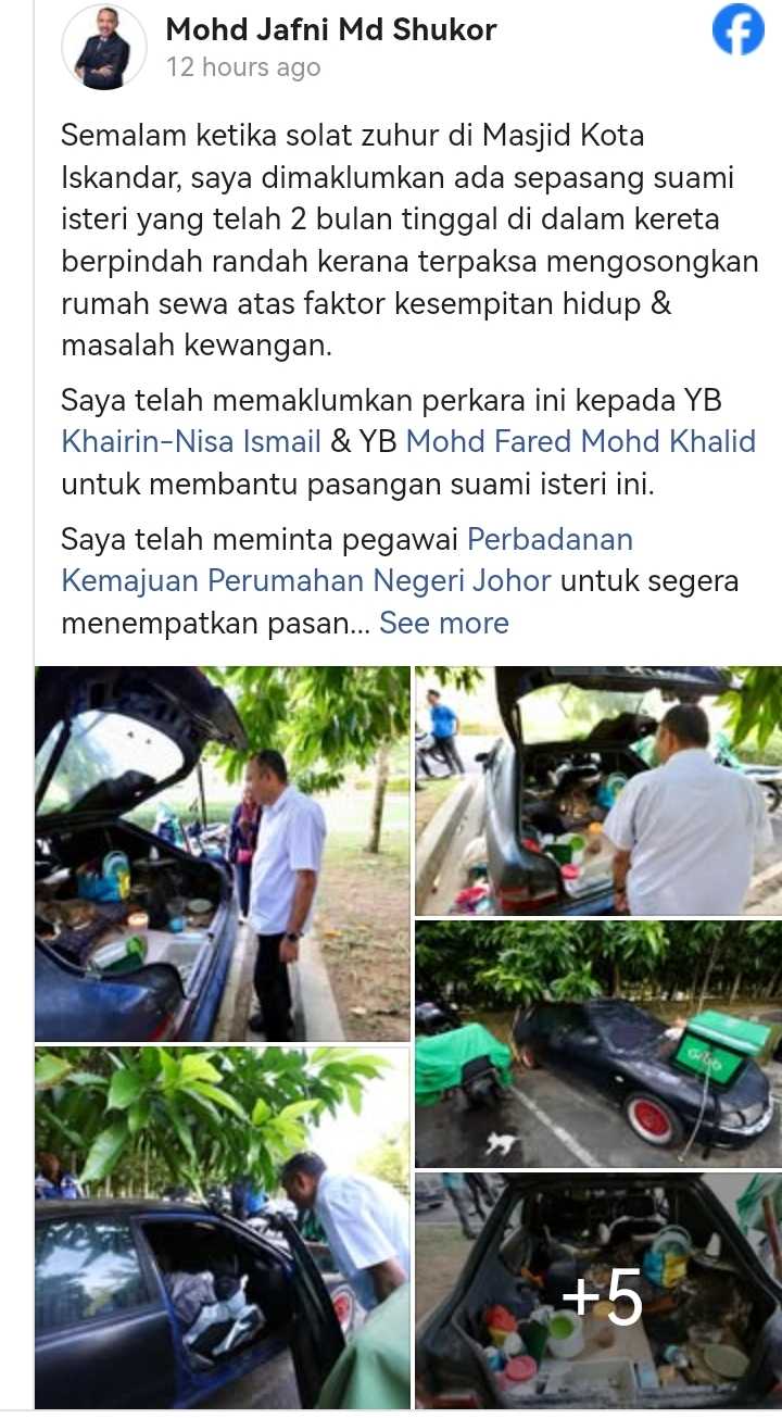 Pendapatan merosot dan deposit rumah sewa mencecah RM5ribu di JB,Suami Isteri Pilih Duduk Dalam Kereta & Hidup Berpindah-Randah