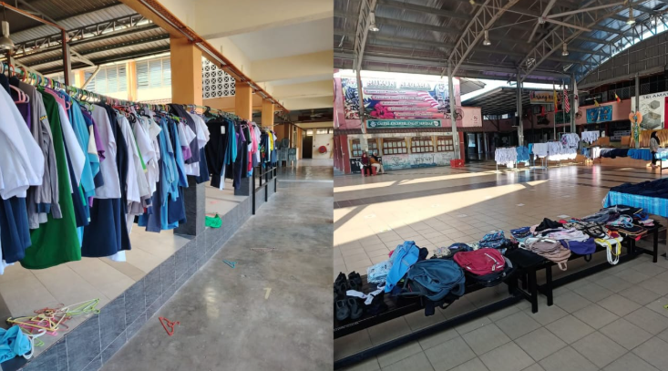 Ramai sedekah uniform, siap gantung di ampaian sekolah