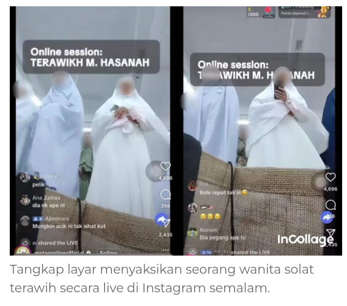 Netizen Terkesima Wanita buat 'Live Sambil Terawikh'