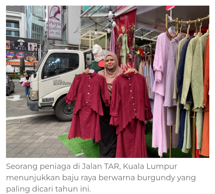 Tahun lepas warna oren Bata:Kini Baju raya warna Burgundy paling laku?