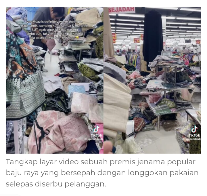 Gara gara baju Raya,Rakyat Malaysia telah bertukar menjadi Zombi dan menyerbu sabuah pasaraya terkenal